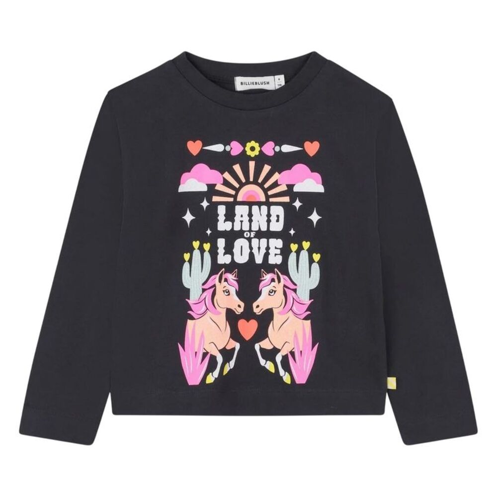 Billieblush Girls Land Of Love Jersey Long-Sleeved T-Shirt / Dark Grey